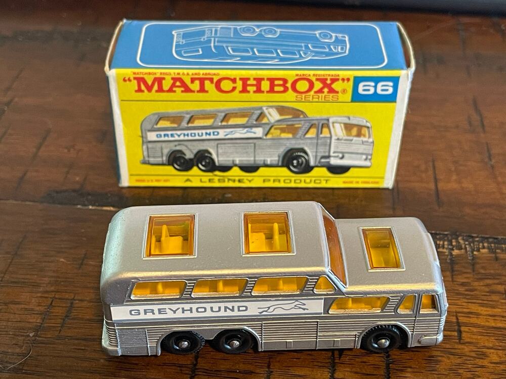 1960s Lesney Matchbox No. 66 Greyhound Coach w/ original box